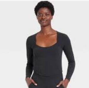 ❤️10/$40 New Women's Black Long Sleeve Top Crop Workout